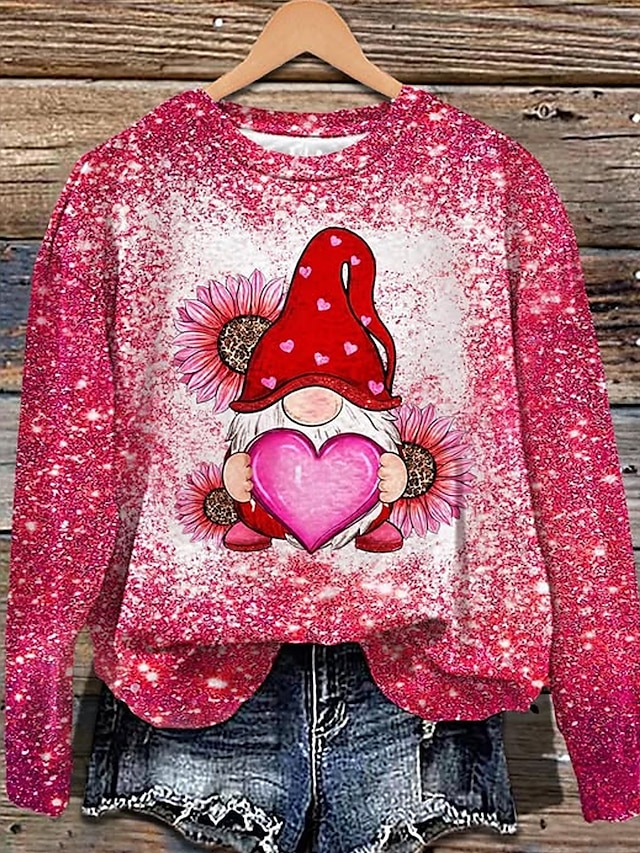  Felpe da donna Divertenti Top regolari Maniche lunghe Felpa Stampa Vestibilità regolare Rosa Autunno Inverno