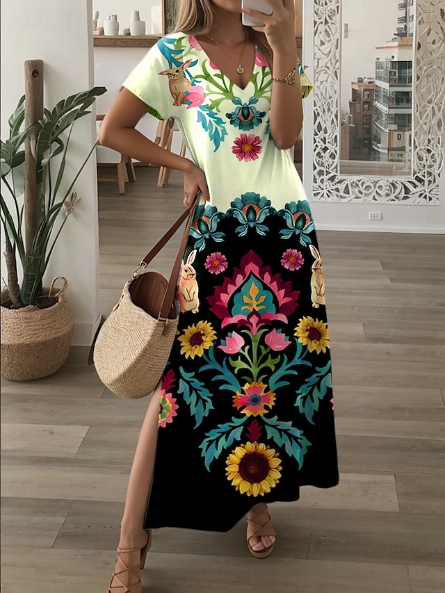 Women's Casual Dress T Shirt Dress Tee Dress Summer Dress Tropical