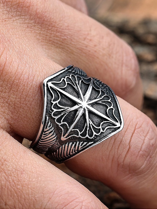  Men's Viking-Style Compass Rings – Retro Stainless Steel Jewelry for Cosplay, Daily Wear and Gifts