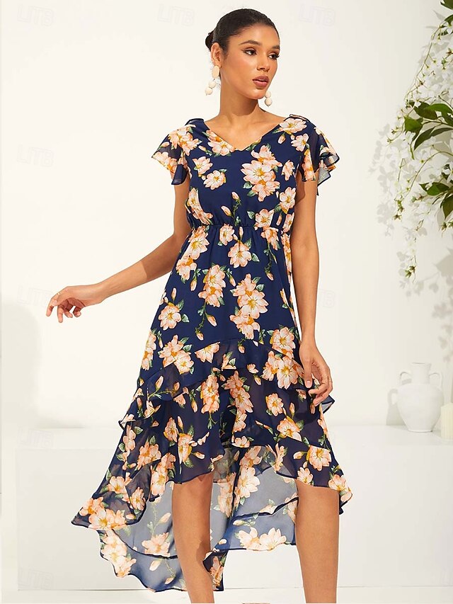 EMERY ROSE Women's Floral Mid-Length Casual Dress, Fashionable For Summer | ChicGrl main image 0