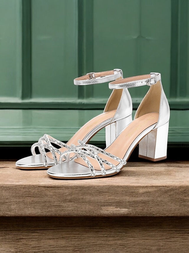  sandales de mariée métalliques pour femmes avec lanières en cristal - idéales pour un mariage classique