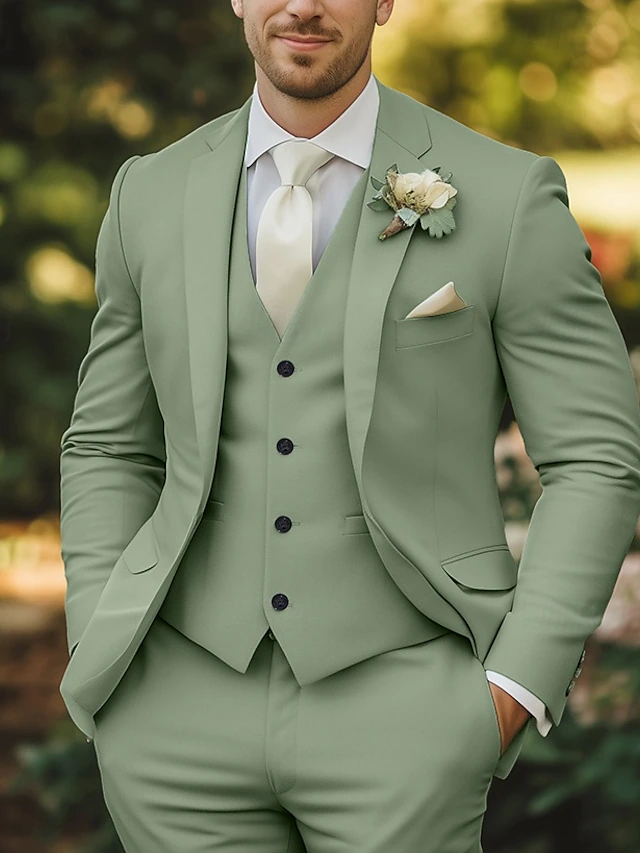 Pour Des Hommes Mariage Mariage De Printemps Costumes Champagne Vert pour-des-hommes-mariage-mariage-de-printemps-costumes-champagne-vert