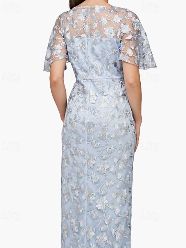 Sheath/Column Boat Neck Cap Sleeves Mother of the Bride Dresses with Applique main image 1