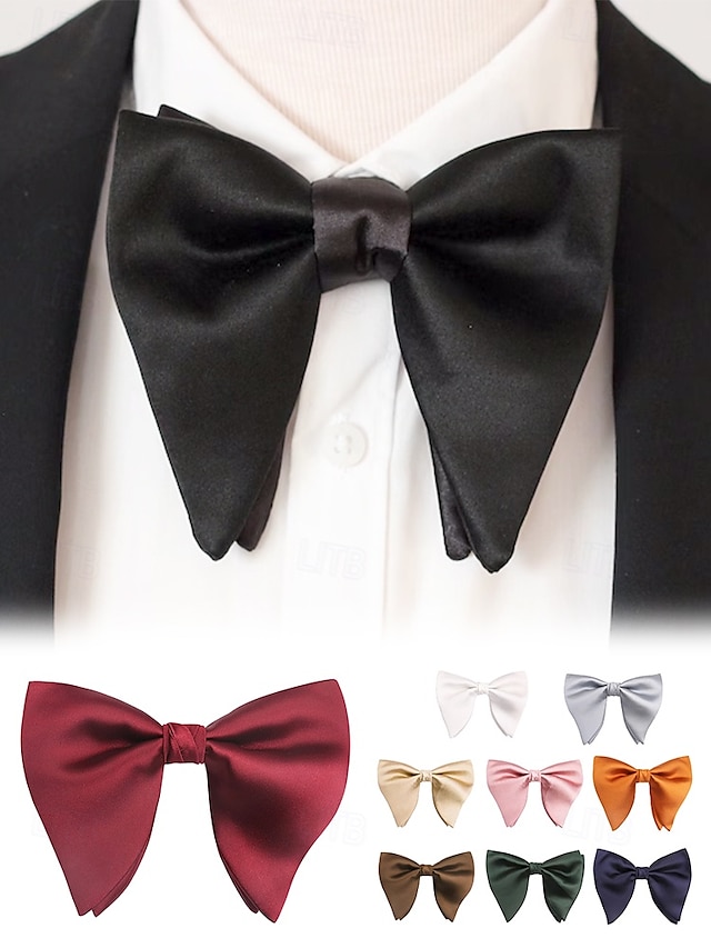  Men's Burgundy Satin Bow Tie – Classic Formal Wedding & Party Accessory
