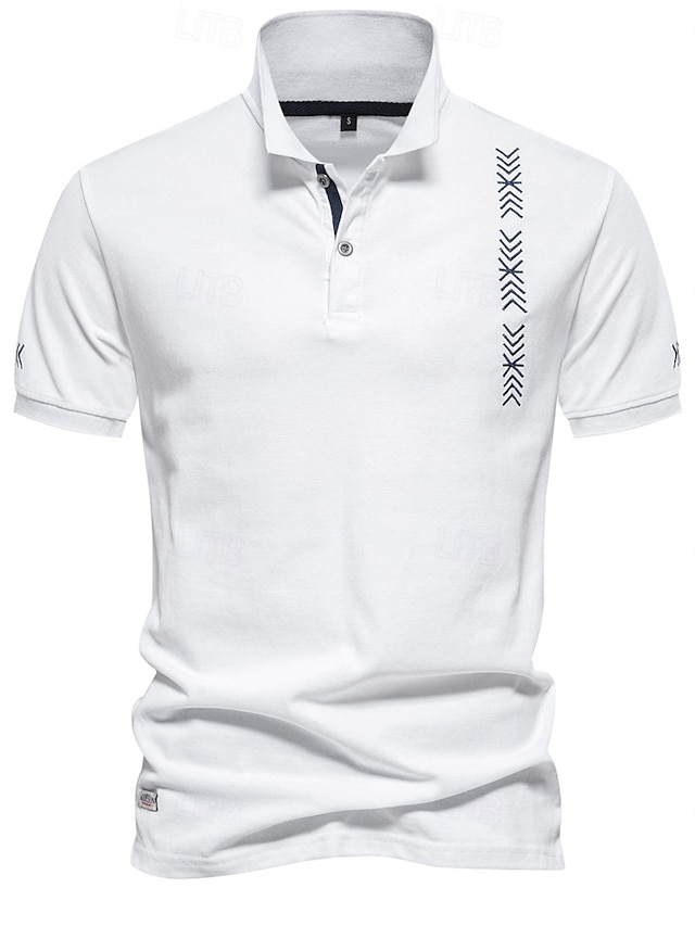  Hombre polo de punto polo de negocios Formal Trabajo Cuello Vuelto Manga Corta Geométrico Botones Verano Negro Blanco Azul Piscina Gris polo de punto