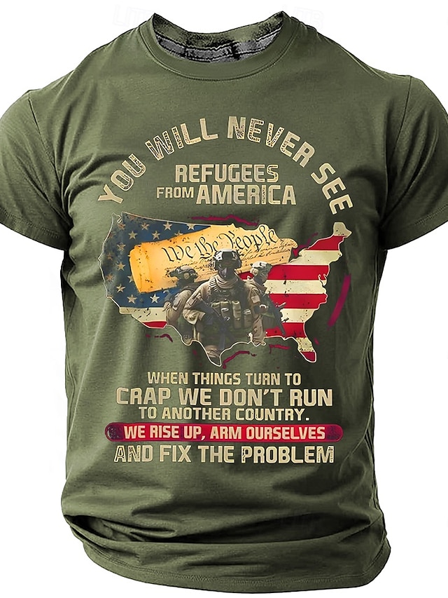  Veterans Day Mandens Patriot Patriotic Veteran Veteraner T-Shirt Korte Ærmer T-Shirt 3D Print Crew Neck Shirt Daglig Militær Gade Daglig Sort Blå Grøn Sommer Forår Tøj Beklædning S M L XL XXL