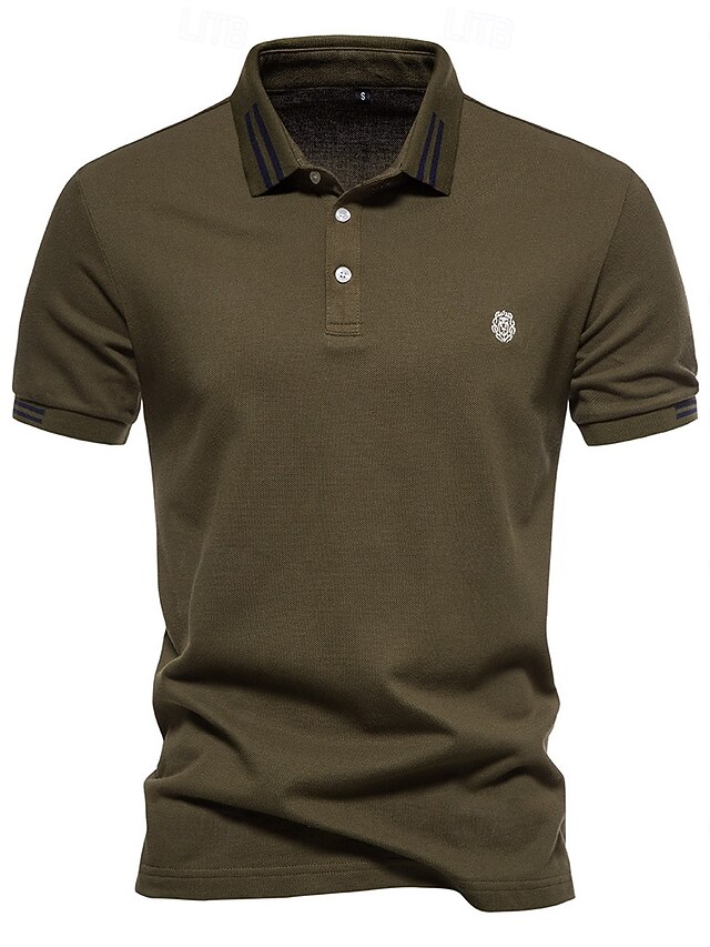  Bărbați Polo Polo tricotat Muncă Afaceri Răsfrânt Manșon scurt Modern Oficial Dungi Nasturi Vară Fit regulat Alb Bleumarin Albastru piscină Verde Militar Gri Închis Polo