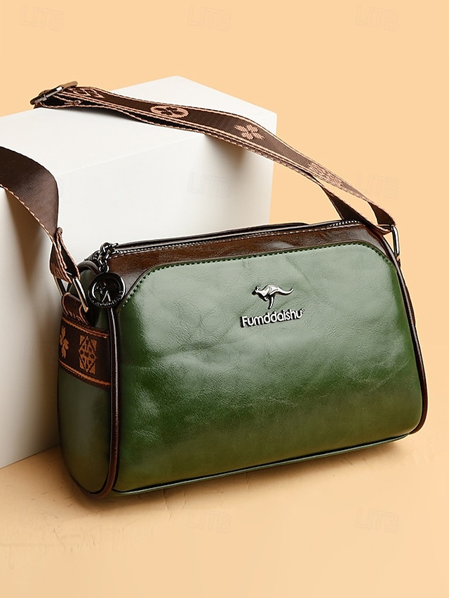  Women's Vintage Faux Leather Crossbody Shoulder Bag – Elegant and Compact Design with Adjustable Strap, Perfect for Daily Use, Travel, and Casual Outings Black White Brown