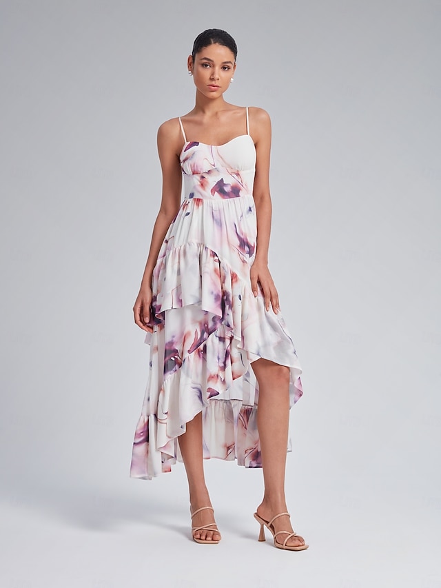 RUFFLE HIGH LOW DRESS WITH LONG SLEEVE EAST OF ISTANBUL