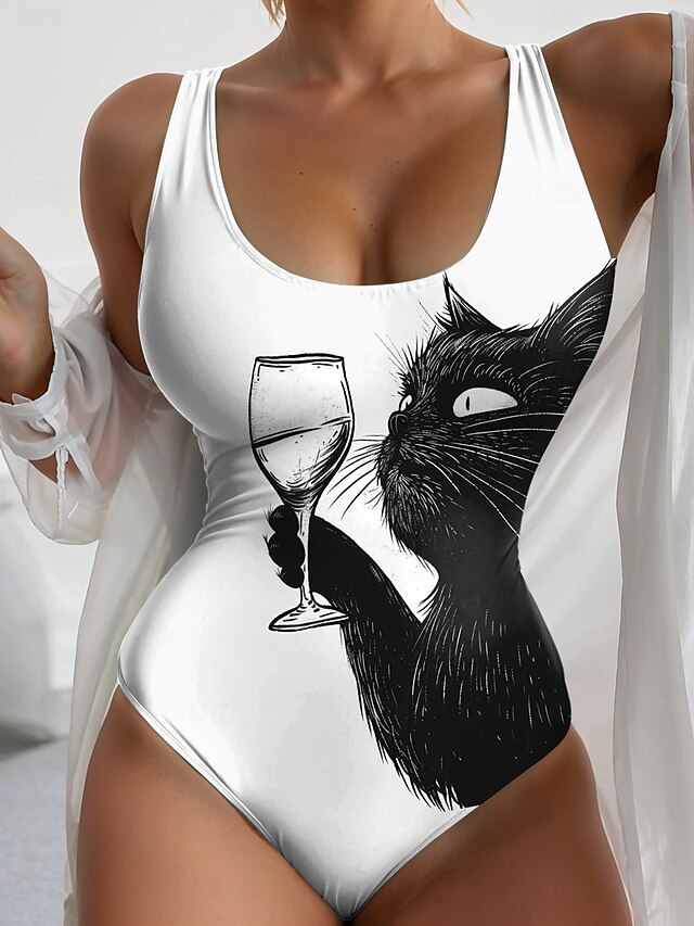 Women's Swimsuits One Piece Monokini Swimsuit Backless Tummy Control High Waist Slim Vacation Beach Wear Cat U Neck Sleeveless Bathing Suits4