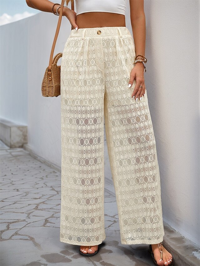  Pentru femei Obraznic Modă Șic Stradă Stilat Lungime totală Talie Înaltă Simplu Dantelă Tricotat Confortabil Απαλό Comfortabil Micro-elastic În aer liber Vacanță Petrecere Migdală Vară Primăvar