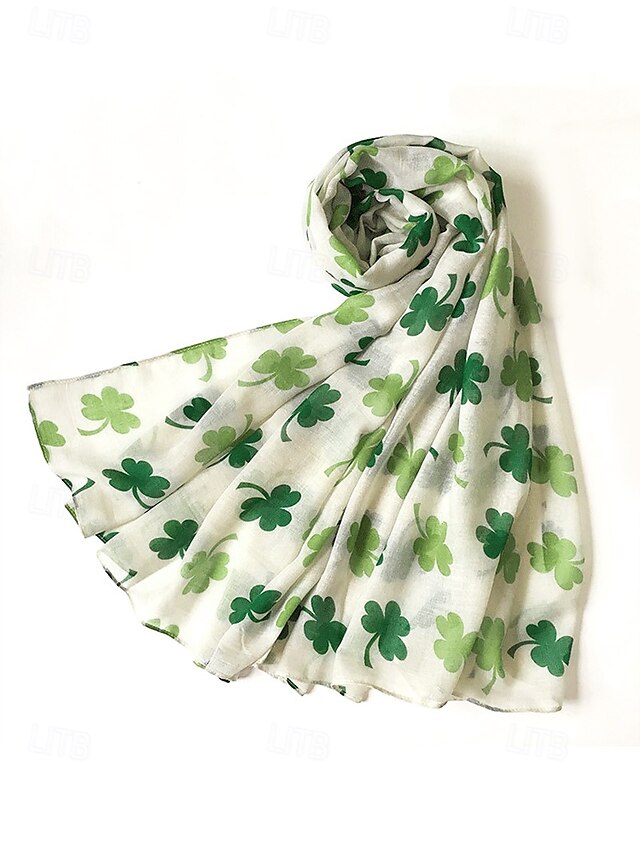  sciarpa trifoglio di San Patrizio per donna, leggera sciarpa con stampa trifoglio, accessorio verde festoso per feste, celebrazioni e uso quotidiano