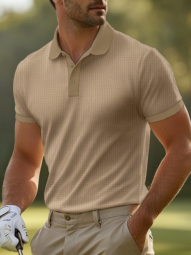  Homens Camisas Polo Waffle Camisas Polo Casual Feriado Lapela gola pólo com nervuras Manga Curta Moda Básico Tecido Botões Macia Verão Primavera Normal Amarelo Claro Branco Vermelho Verde cáqui