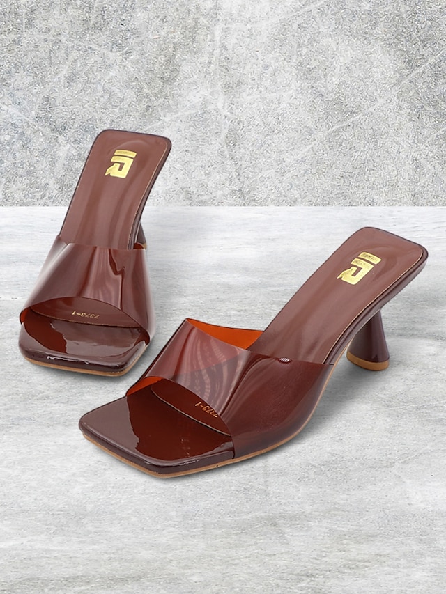  sandali da donna con tacco a spillo trasparenti marroni con punta quadrata – muli moderni ed eleganti per feste, abbigliamento casual e uscite estive