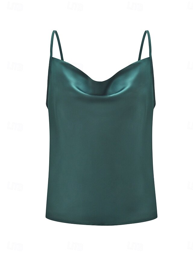  Dames Camisole Tank Top Effen Kleur Elegante Stijlvolle Mouwloze Schouder Reguliere Tops Dagelijkse Rugloos Marineblauw Groen Zomer