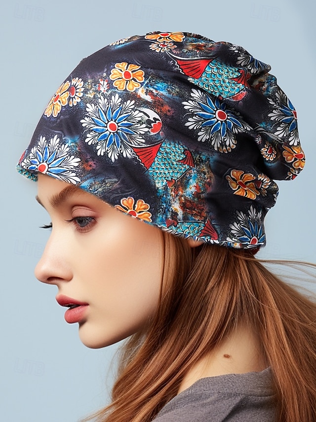  gorro feminino com estampa floral – leve, macio e respirável para uso casual e atividades ao ar livre