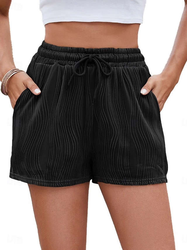  Pentru femei chinez Pantaloni Scurți Modă Șic Stradă Scurt Talie Înaltă Simplu Buzunar Curea elastică Confortabil Απαλό Comfortabil Micro-elastic În aer liber Stradă Verde Gri Negru Alb Roz Vară Fit