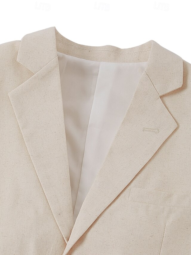 Men's Beige Two Buttons One Chest Pocket Beach Wedding Attires Suit main image 0
