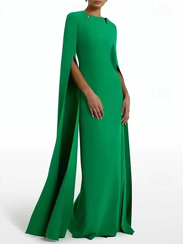  Trompete / Meerjungfrau Abendkleider Elegant Kleid Abendgesellschaft Gala Boden-Länge Langarm Ausgekehlt Mittwoch Addams Family Baumwollmischung Rückenlos mit Schlitz Doppelschlitz 2025