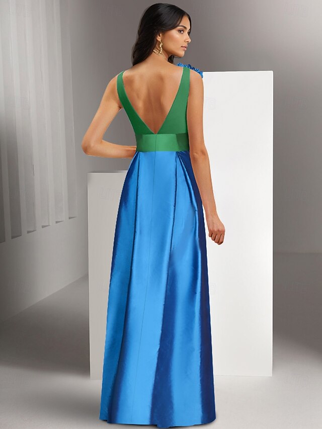 Charming Sleeveless A Line Evening Party Gowns Long Slit Online main image 1