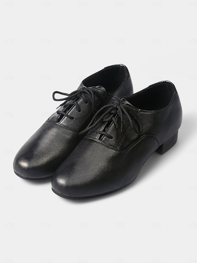  sapatos de dança de salão masculinos pretos com cadarço - design de couro confortável para apresentações profissionais e eventos formais