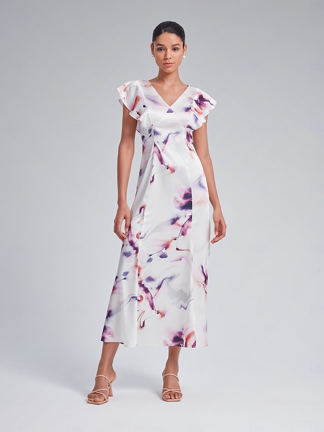  Flutter Sleeve Fitted Midi Dress