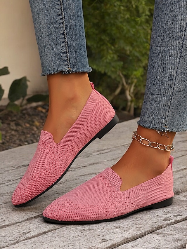  rosafarbene Slipper aus Strick für Damen mit atmungsaktivem Design – leicht und bequem für die Freizeit, die Arbeit und auf Reisen