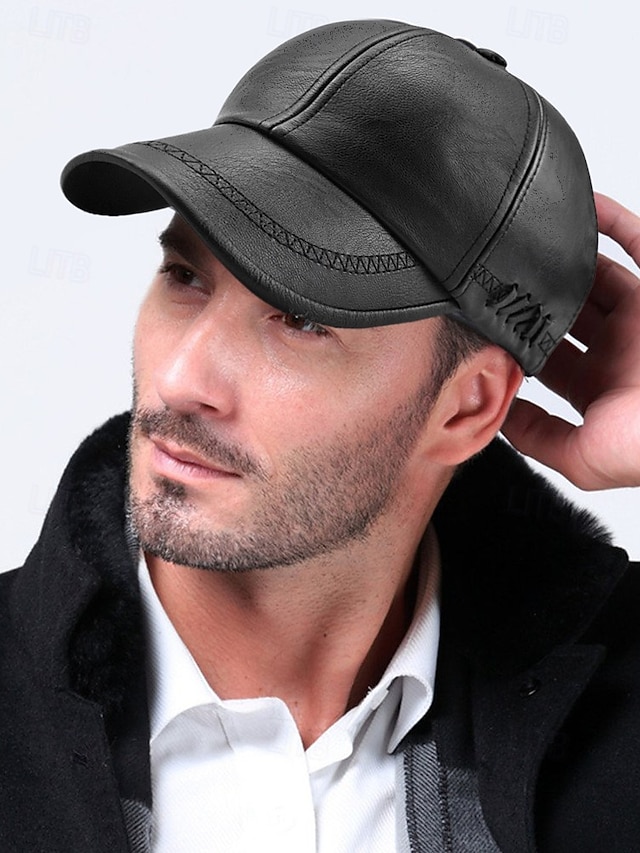  șapcă de baseball din piele artificială pentru bărbați cu detalii cusute – elegantă și durabilă, perfectă pentru ținute casual, activități în aer liber și utilizarea de zi cu zi