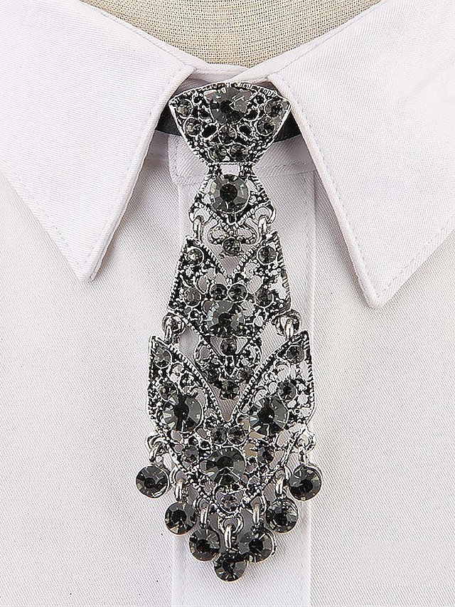  cravate courte en métal doré pour homme – accessoire formel orné de strass pour mariages, hôtes et événements spéciaux