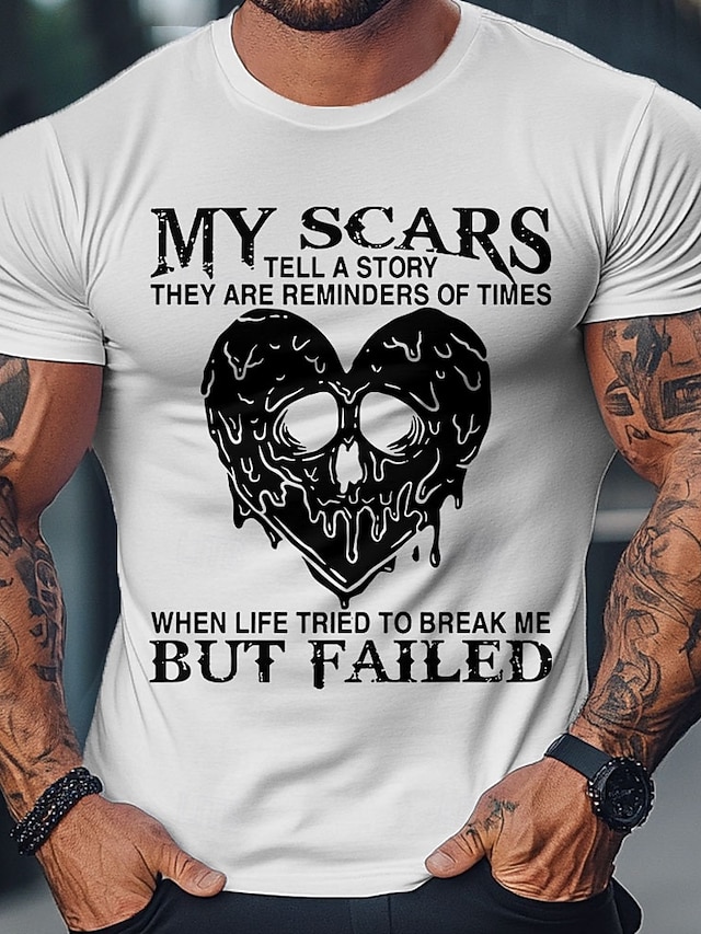  Moje jizvy vyprávějí příběh - Pánské grafické tričko - odolnost motivační tričko s krátkým rukávem