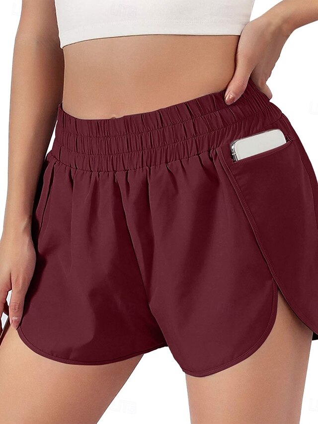  Pentru femei chinez Pantaloni Scurți Modă Șic Stradă Scurt Talie Înaltă Simplu Buzunar Curea elastică Confortabil Απαλό Comfortabil Micro-elastic În aer liber Stradă Negru Roșu Vin Mov Trifoi Vară