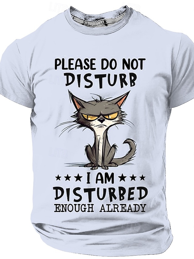  Men's Cat Funny T Shirt Short Sleeve T shirt 3D Print Crew Neck Shirt Fashion Daily Street Daily Light Blue White Light Green Summer Spring Clothing Apparel S M L XL XXL XXXL