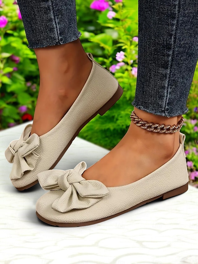  sapatos descalços com laço feminino – sapatos largos e macios, sapatilhas de balé casuais e confortáveis para uso diário