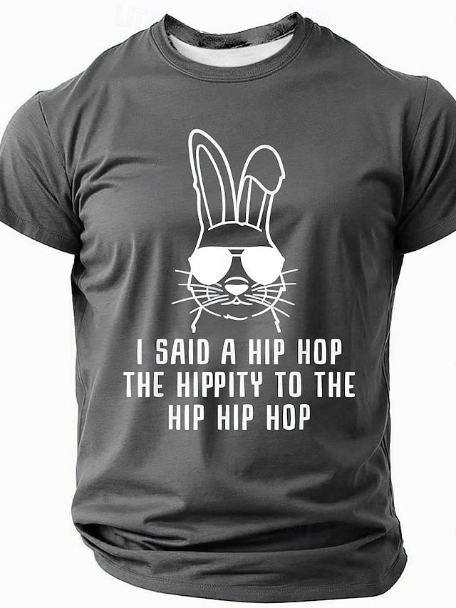  Pääsiäinen Miesten Kani Hip hop T-paita Lyhythihainen T-paita 3D-tulostus Tiukka pyöreä kaula-aukko Paita Suunnittelija Vapaa-aika Juhla Pyhäpäivä Musta Sininen Apila Kesä Kevät Vaatetus S M L XL XXL