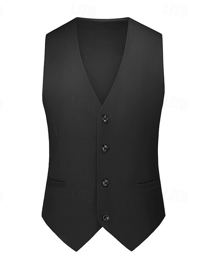  Hombre Chaleco Vacaciones Diario Cita Moda Casual Primavera verano Botones Bolsillo Poliéster Cómodo Plano Recto 1 botón Escote en Pico Ajuste regular Negro Amarillo Azul cielo Azul Oscuro Chaleco