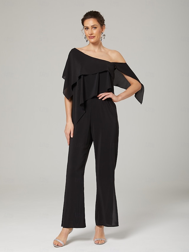 Jumpsuits Wedding Guest es Elegant Formal Floor Length Short Sleeve Off — free download