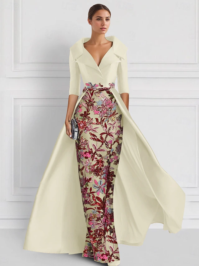 A-Line High-Low Hem Formal Dresses with Floral Embroidered Bodice
