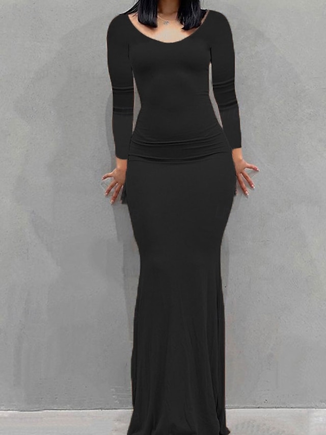  Pentru femei Rochie Maxi Rochie Bodycon Rochie Fit And Flare Petrecere Oficial Oficial Petrecere Fit regulat Grafic Manșon Lung Stil Nautic Negru Galben Roz Îmbujorat Roșu Vin Vară