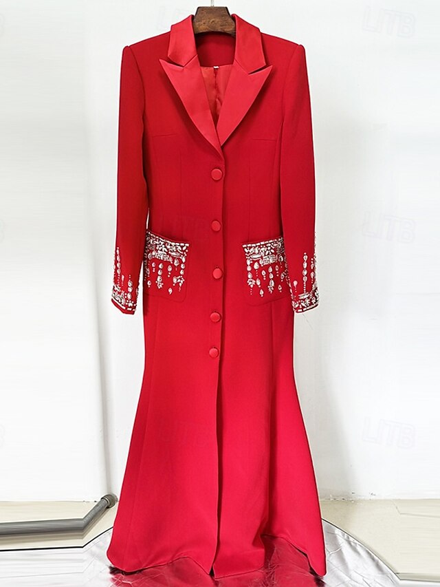  Rochie Blazer Tip A-Line Rochie Pentru Mama Miresei Rochie Tuxedo Elegantă Cu Crăpătură Înaltă Guler Tip Cămiză Lungime Pe Jos Material Elastic Cu Cristale 2025