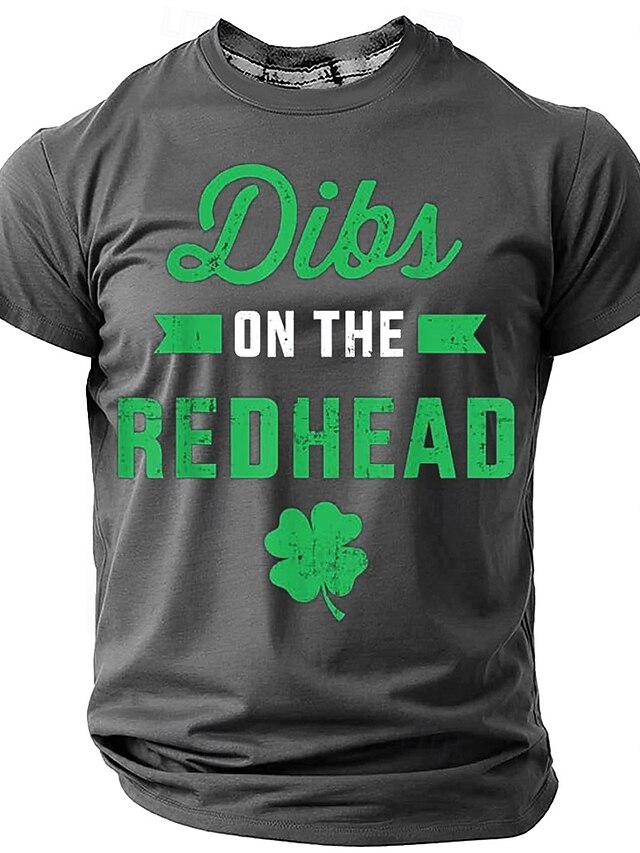  st. patrick miesten dibs punapäällä shamrock t-paita lyhythihainen t-paita 3d print crew kaula-paita suunnittelija rento juhla lomaklubi musta vihreä harmaa kesä kevät vaatteet vaatteet s m l xl xxl