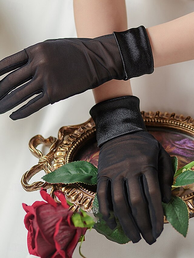  Luvas de Renda Comprimento do Punho Estilo Elegante  Clássico Com Cor Pura Luva de Casamento  Festa