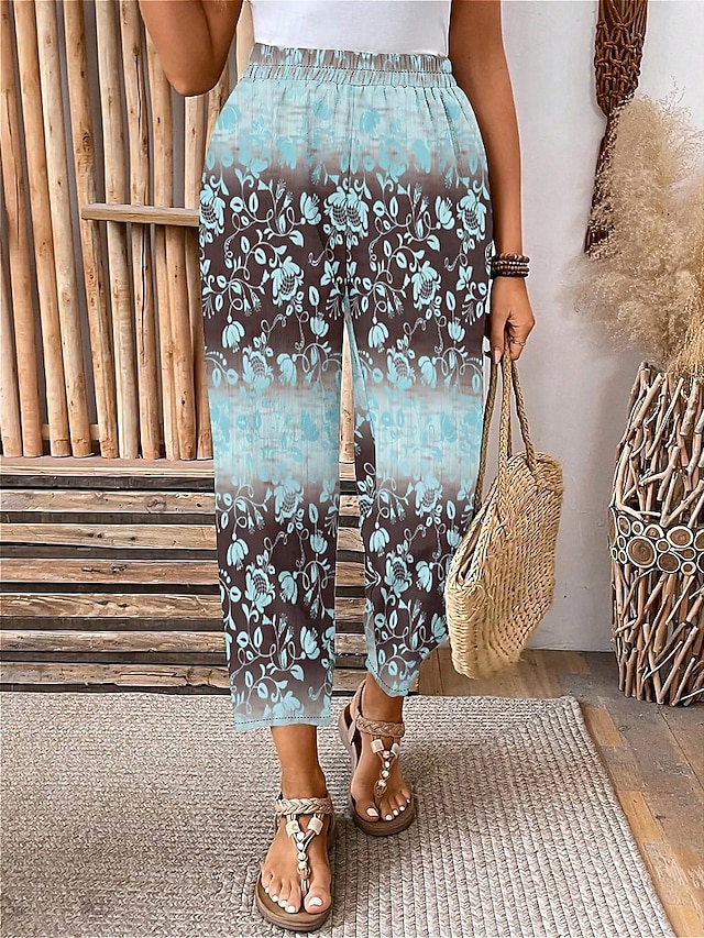  dam eu/us storlek byxor capri byxor chino vadlång naturlig grafisk pläd mönstrad patchwork snyggt tryck andningsförmåga mjuk utomhus mikroelastisk ledig daglig festival