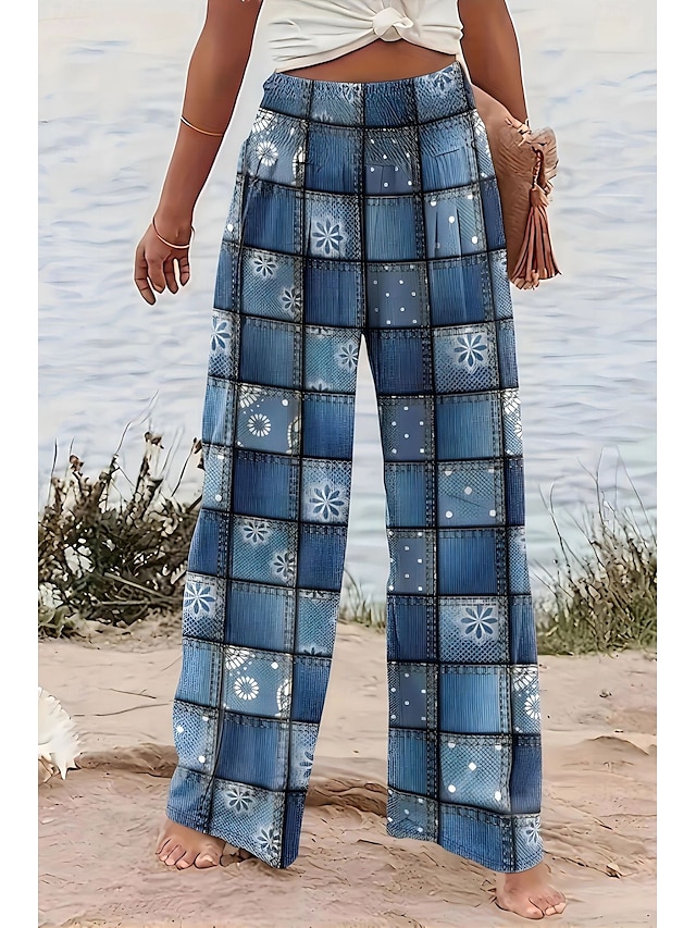  Women's Cropped Pants Casual Full Length Natural Printing Comfortable Micro-elastic Casual Daily Pink Blue Orange Spring Loose Fit