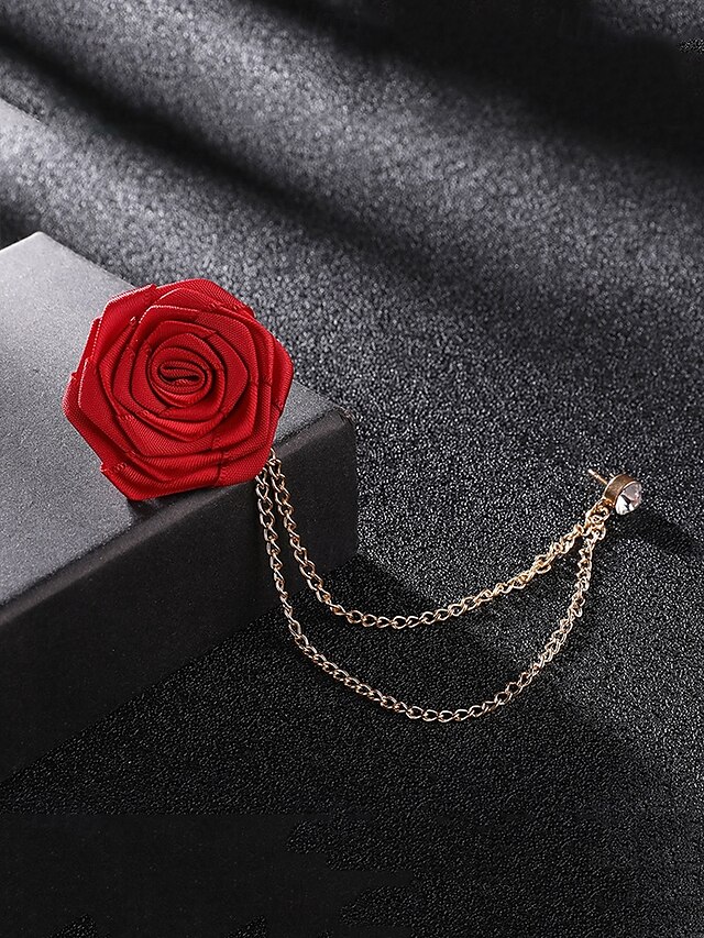  Anstecknadel mit roter Rose und goldener Kette – elegantes Herren-Accessoire für Anzüge und Smokings – perfekt für Hochzeiten, formelle Veranstaltungen und besondere Anlässe