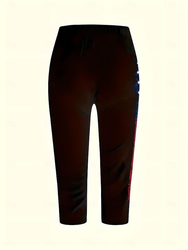  Independensdagen Kvinnors Patriotiska Fjärde Juli Leggings Capri Byxor Hög Elasticitet Ankellång MidjaByxorAmerikansk Flagga Amerikansk Flagga Nationell Flagga Tryck Termisk Varm Andningsbar Mjuk