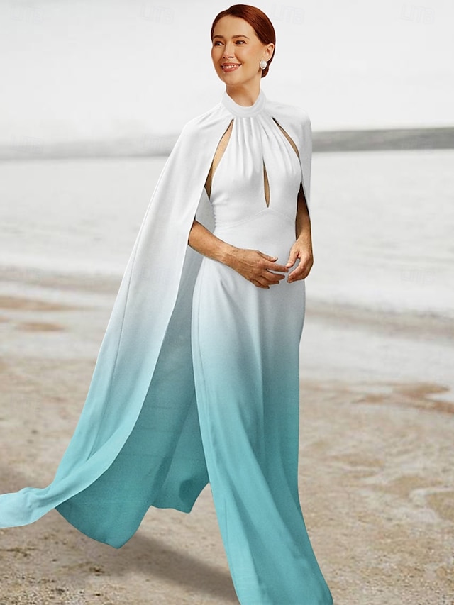  A-Linien Kleid Mutter der Braut Elegant Halterneck Bodenlang Abnehmbar Chiffon Ärmellos mit Raffung