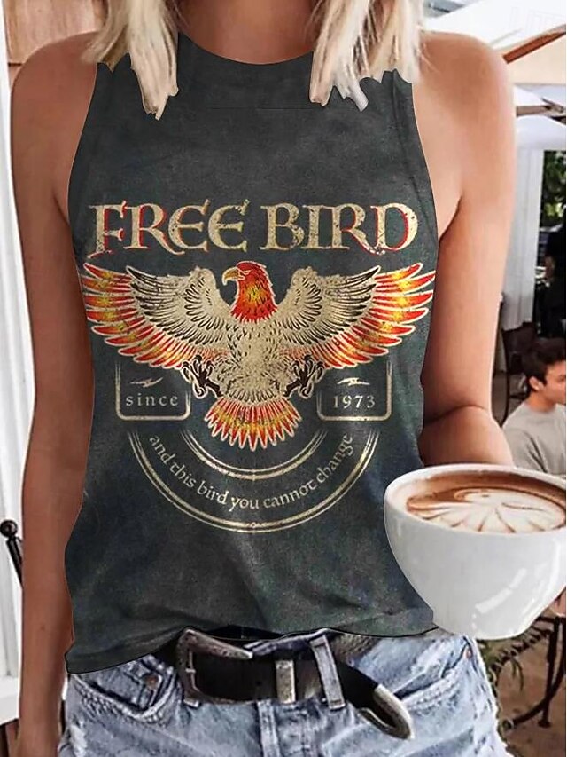 Women's Camisole Tank Top Sunflower Striped Stylish Casual Sleeveless Crew Neck Regular Tops Daily Print Black and gray Summer4