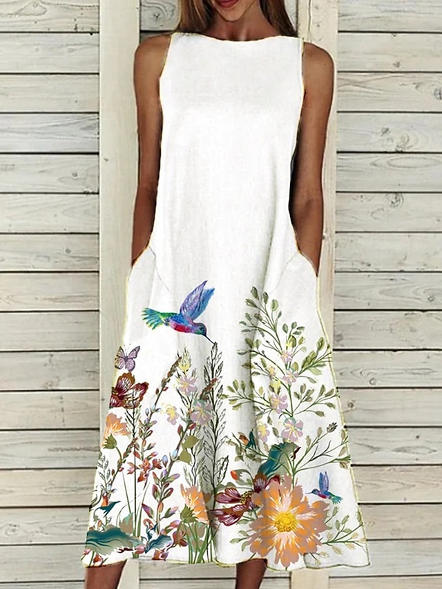  Φόρεμα Midi Γυναικών Φόρεμα A Line Φόρεμα T-Shirt Φόρεμα Off The Shoulder Αθλητικό Φόρεμα Καθημερινό Τακτικό Ταίριασμα Λουλουδάτο Αμάνικο Off Shoulder Κίτρινο Κόκκινο Μπλε Μωβ Καλοκαίρι