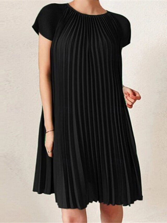  Damen Minikleid Casual kleid Sweatkleid Basic Brautkleider schlicht Urlaub Täglich Regular Fit Glatt Kurzarm Rundhalsausschnitt Schwarz Braun Grün Sommer