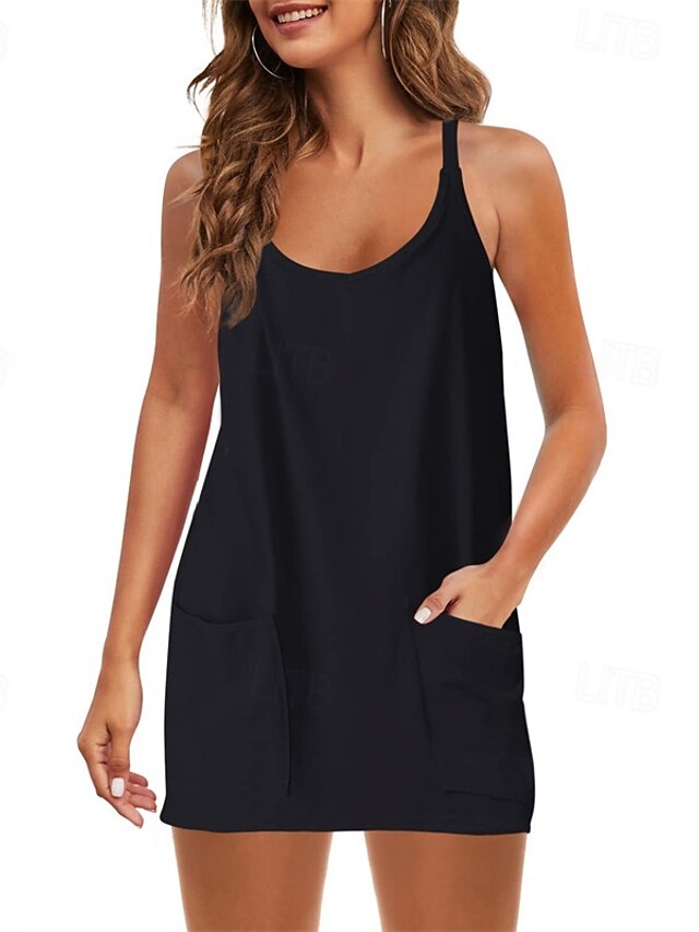  Damen Minikleid Weißes Kleid Abschlusskleid Freizeitkleid Unterkleid Stilvoll Lässig Urlaub Täglich Date Normale Passform Einfach Ärmellos Rundhalsausschnitt Schwarz Weiß Armeegrün Sommer Frühling